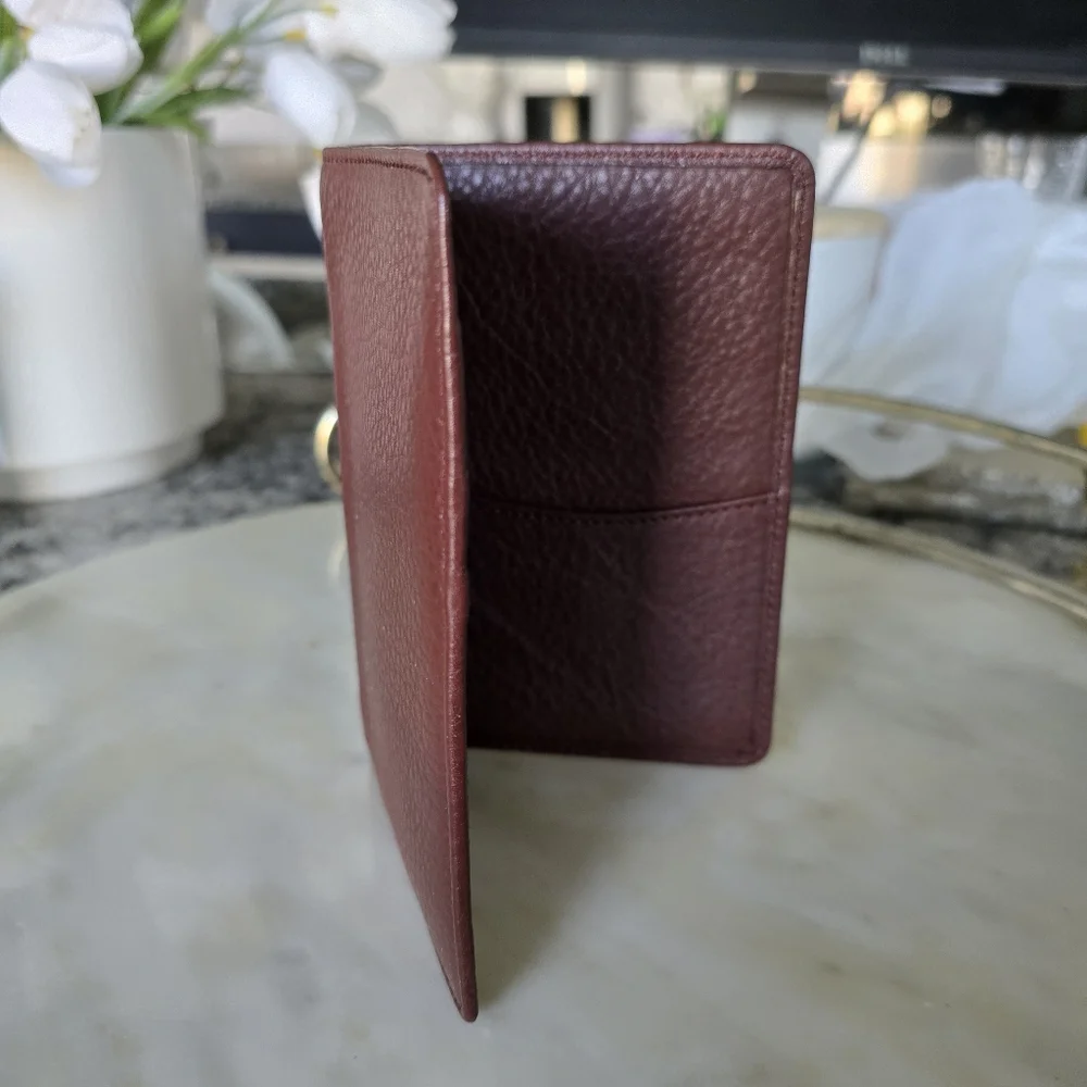 Chocolate Brown Pebbled Leather Card Holder with Multiple Slots
